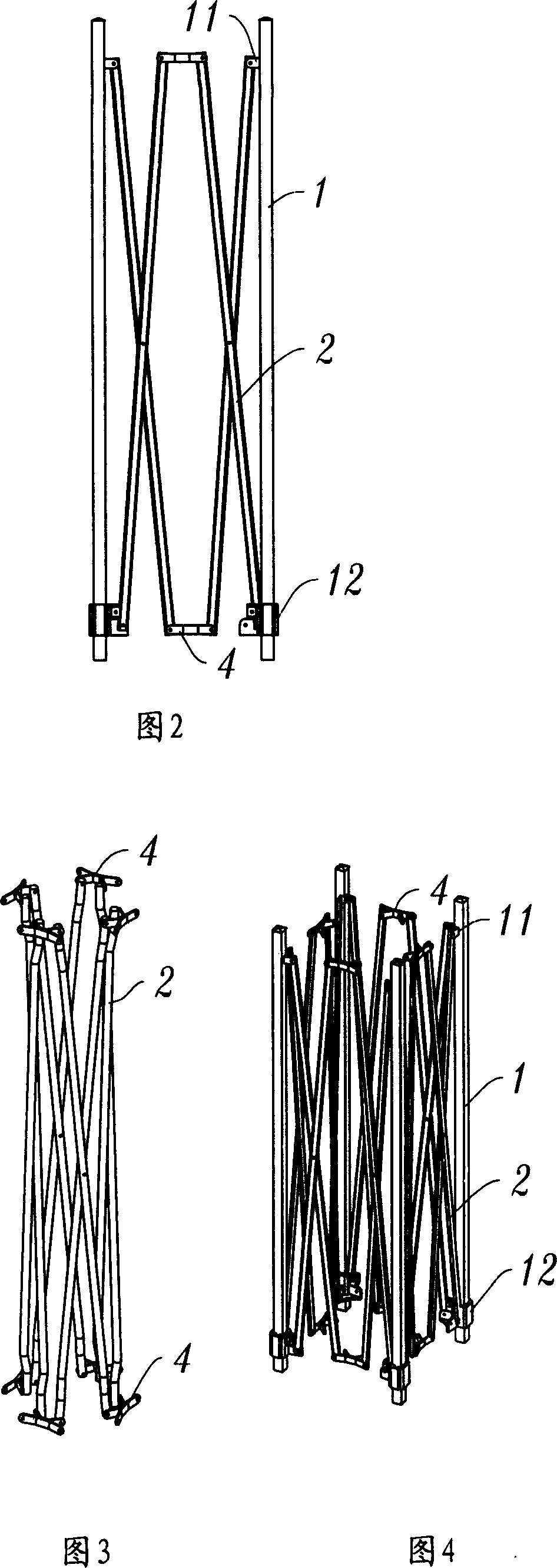 Folding tent support