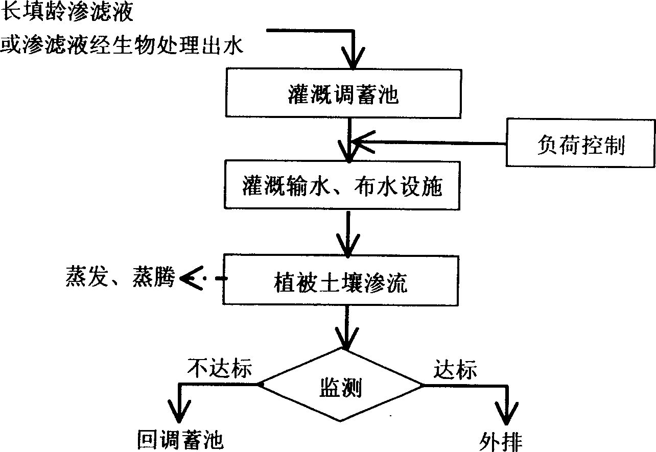 Vegetative cover treatment method of long buring age buring field percolate