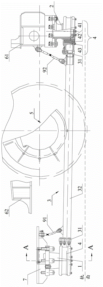 Single-draw-bar traction device and engine applying same