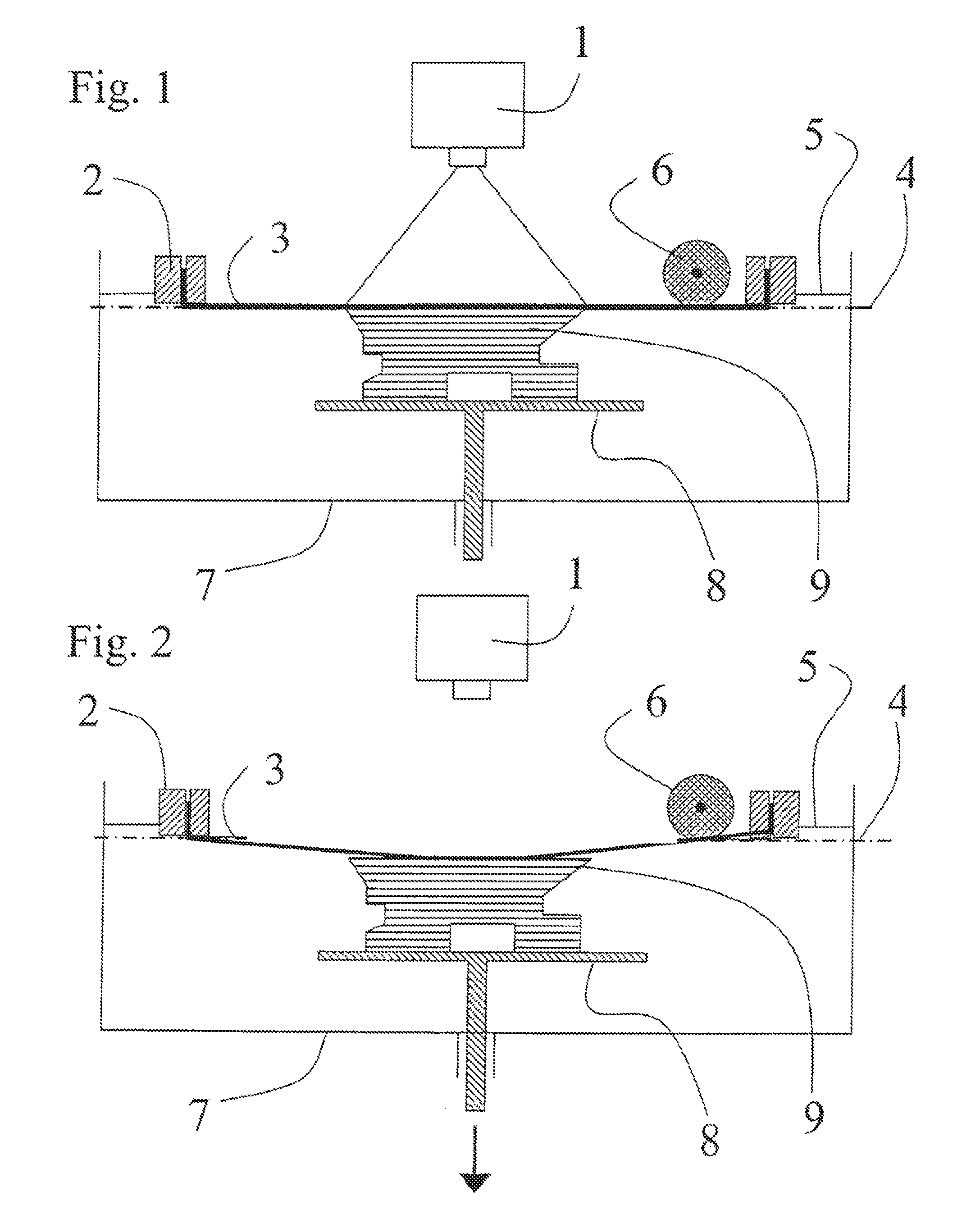 Process for the production of a three-dimensional object with an improved separation of hardened material layers from a construction plane