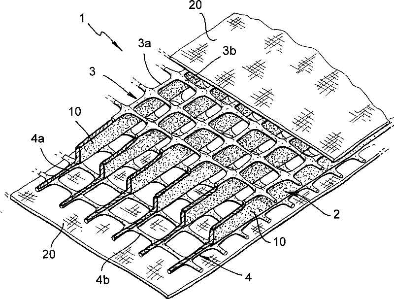 Draining and filtering net, particularly for geotechnical applications