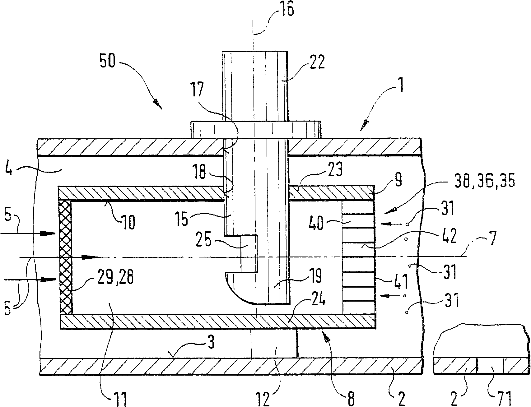 Device for determining at least one parameters of flowing gas-liquid mixture and use of low rectifier as condensation trap for liquid contained in gas stream