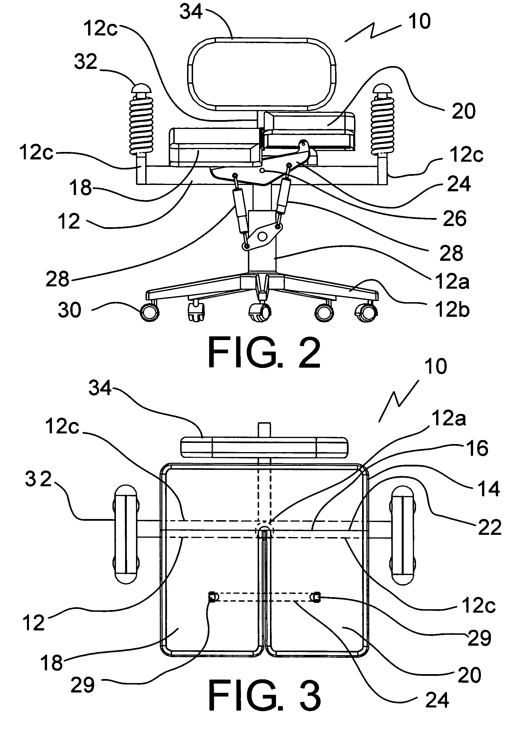 Chair having movable thigh levers