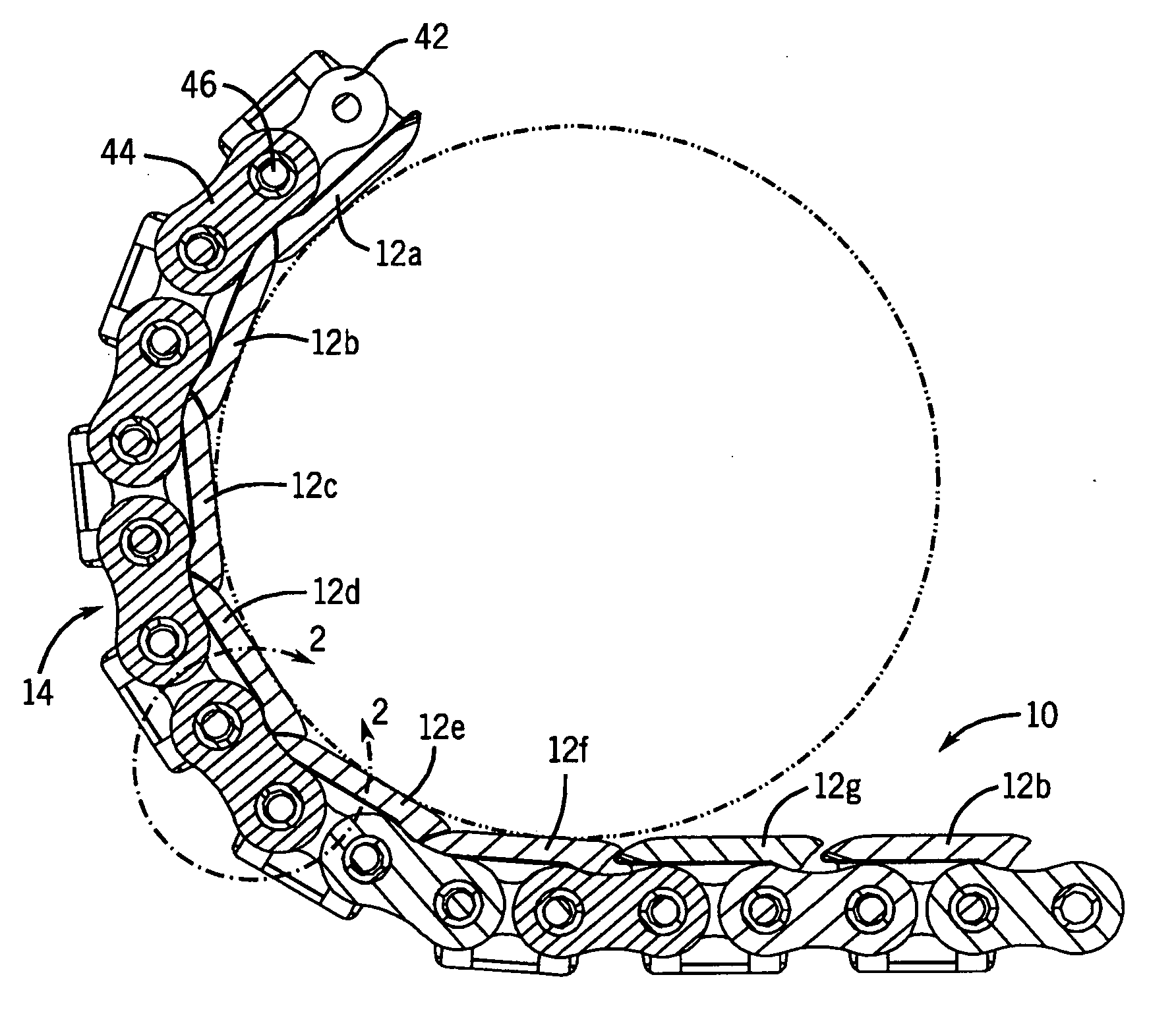 Anti-shingling product conveying chain