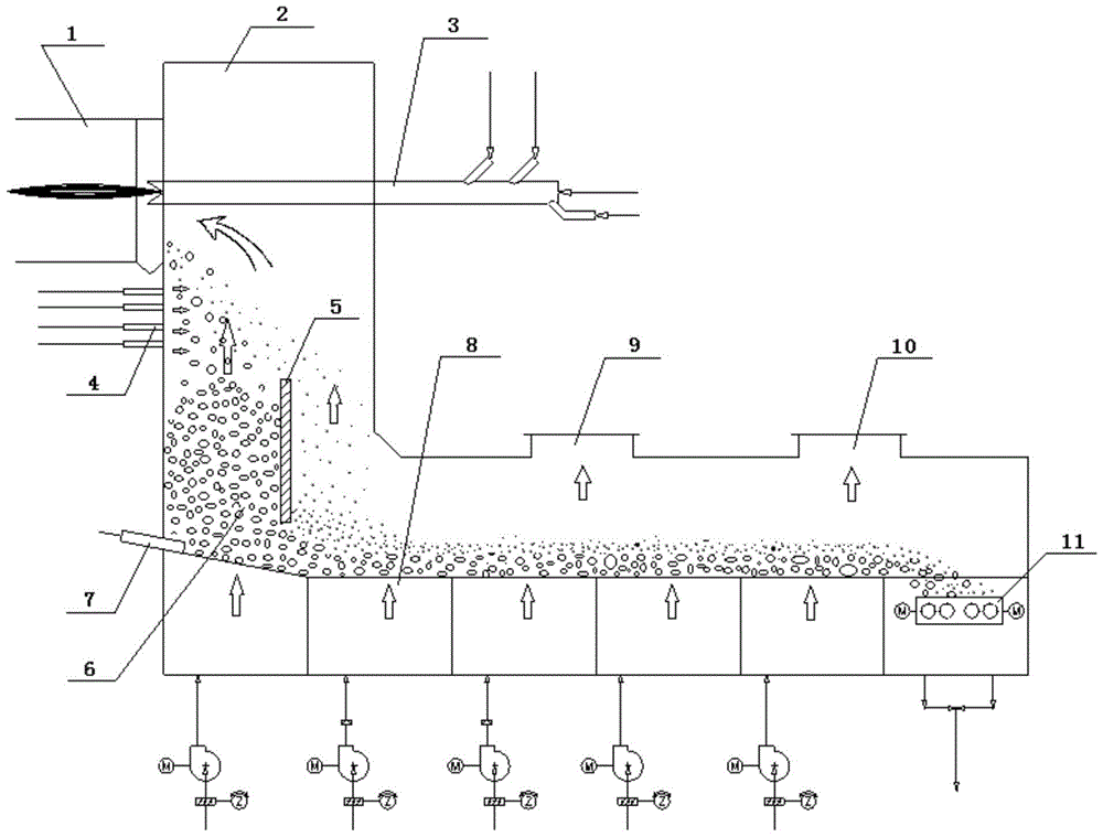 Method and device for graded cooling of high-temperature granular materials