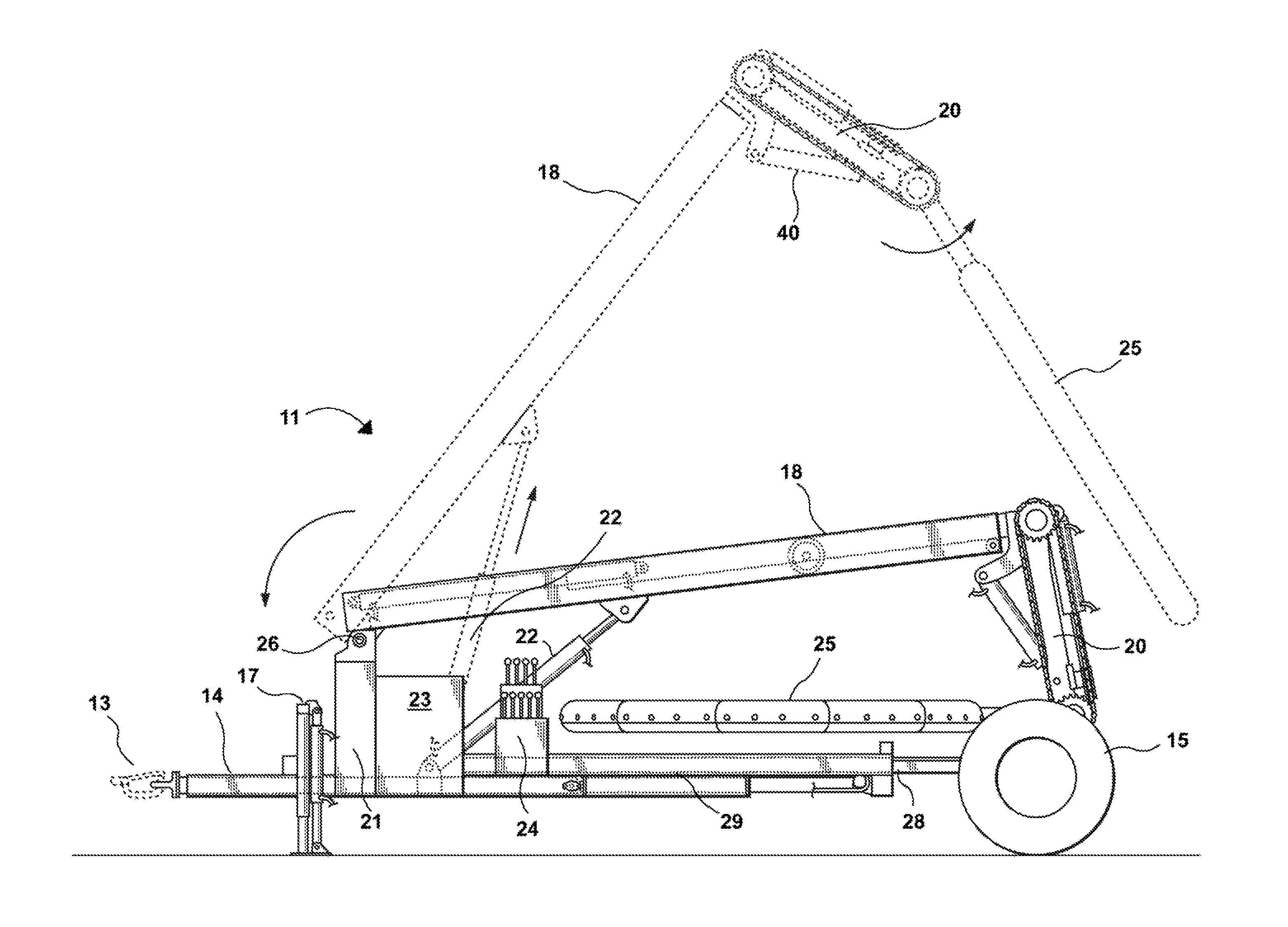 Standing tree baler