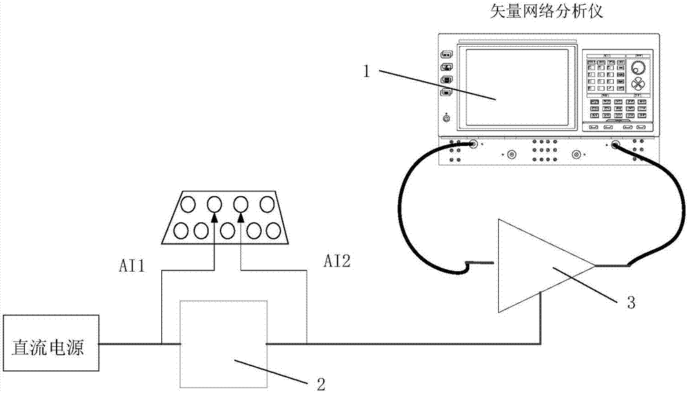 Method for testing gain efficiency of amplifier by using vector network analyzer