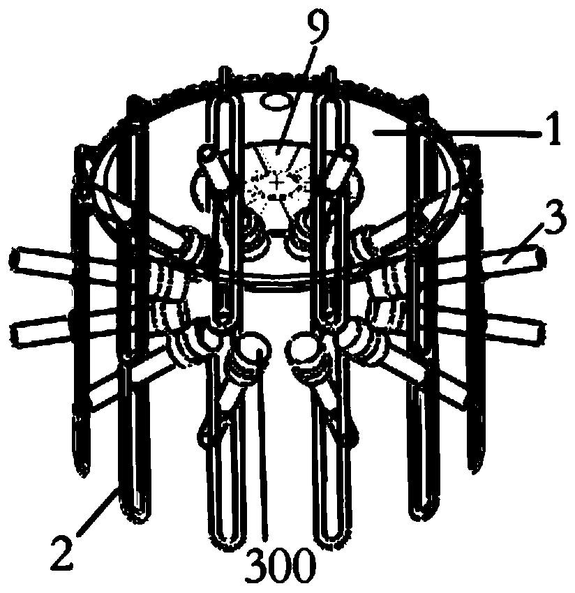 Acoustic emission test sensor installation and clamping device and test piece installation method