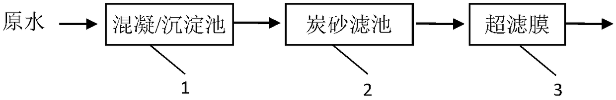 A short-process drinking water advanced treatment system and process