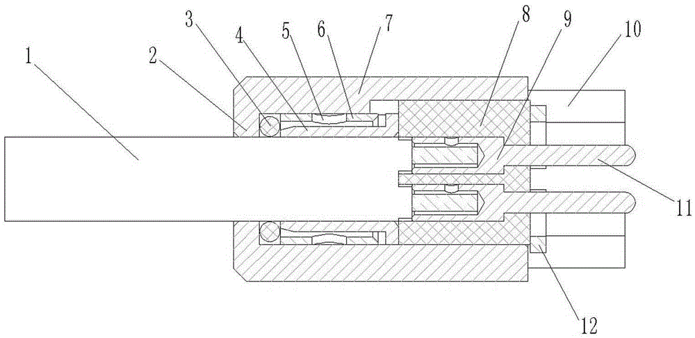 Connection assembly for connecting lead with printed board and fixing sleeve of connection assembly