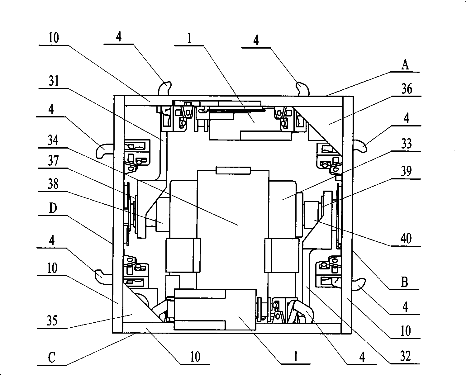 Double L-shaped cubic modularized self-reconstruction robot based on rotary hook hole