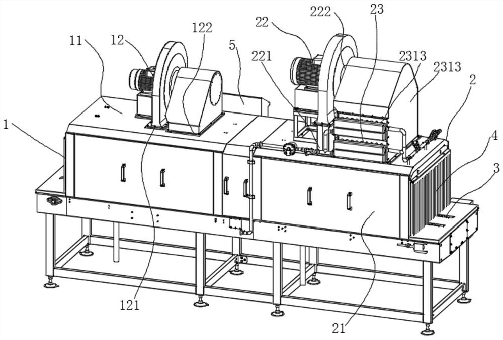 Multi-stage air drying equipment for box washing machine