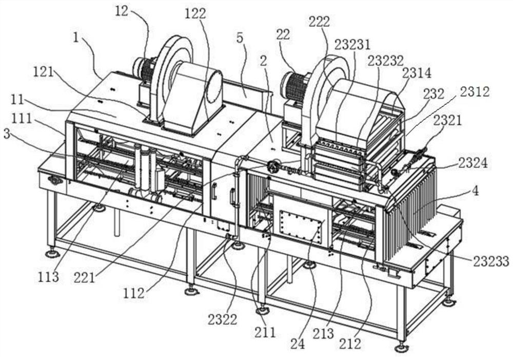 Multi-stage air drying equipment for box washing machine