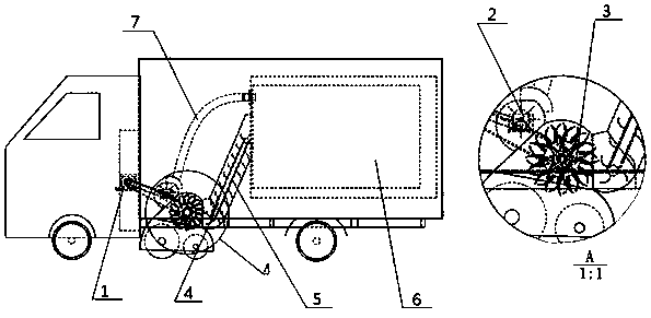 A main and auxiliary cavity type garbage jam prevention device for electric sweeper