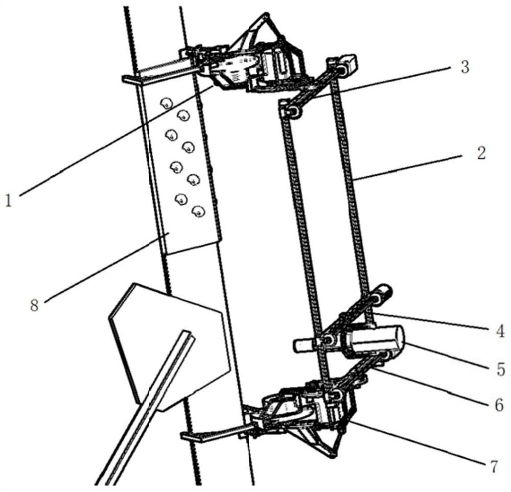 Telescopic mechanism for power transmission line iron tower body climbing robot