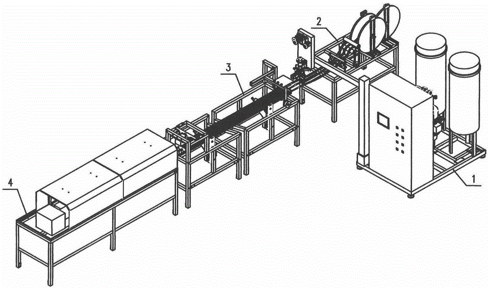 Material perfusion and filling device and process for narrow and long space