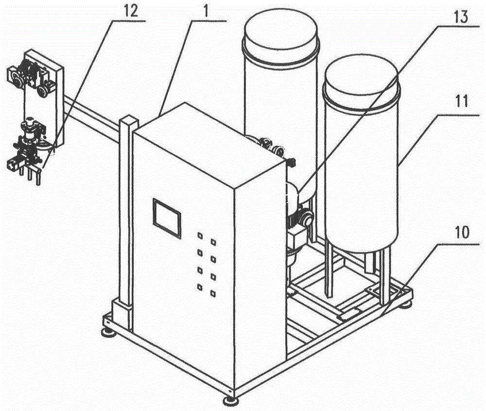 Material perfusion and filling device and process for narrow and long space