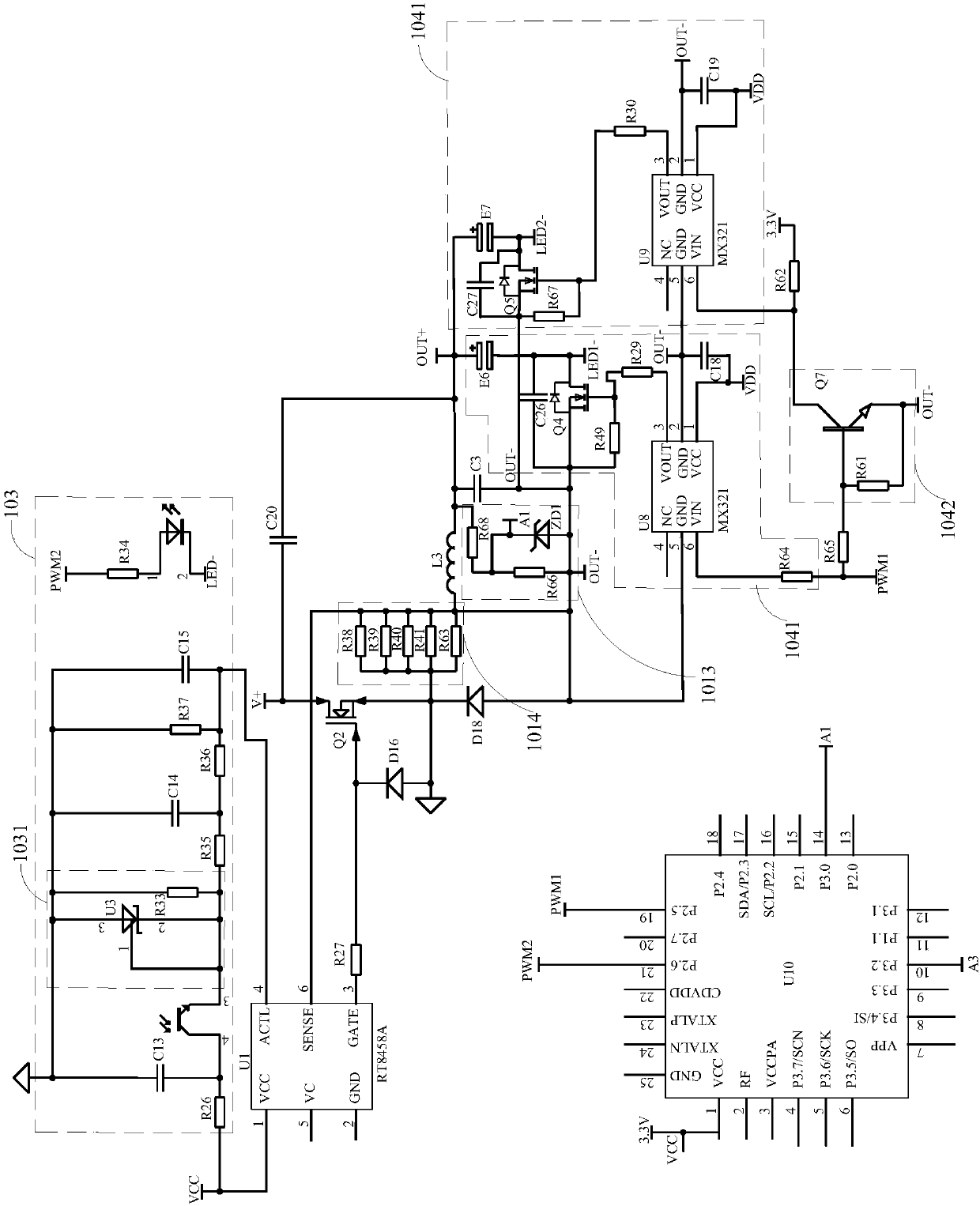 LED driving power supply based on 2.4G remote control light modulation and color modulation