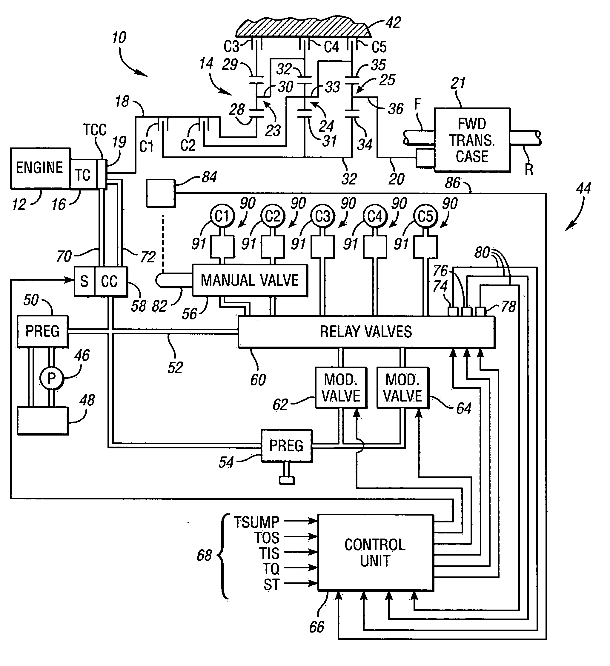 Method and apparatus for adaptive control of power-on downshifts in an automatic transmission