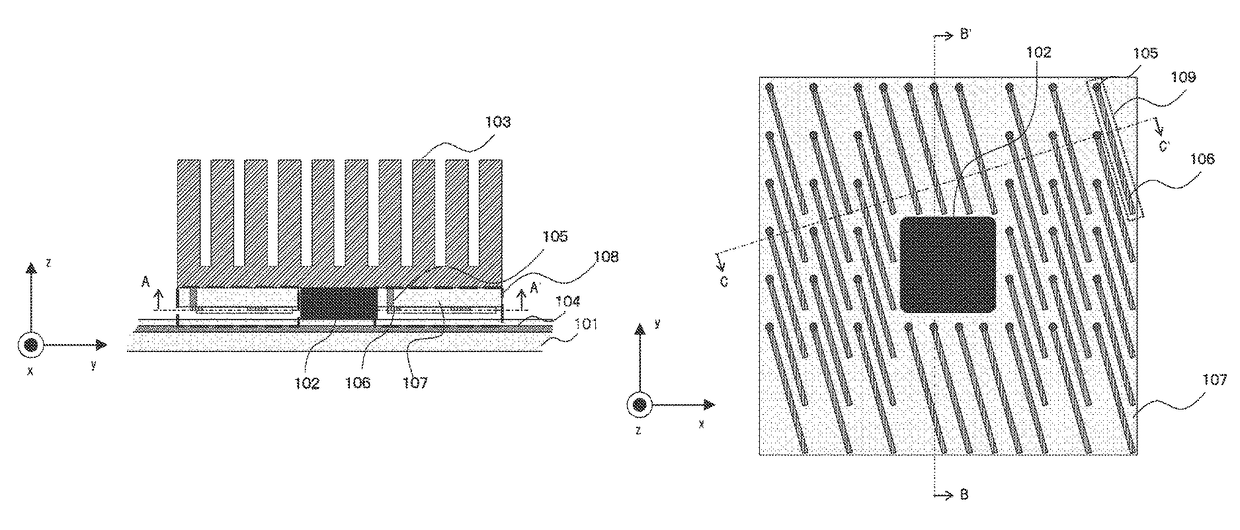 Electronic device, structure, and heat sink