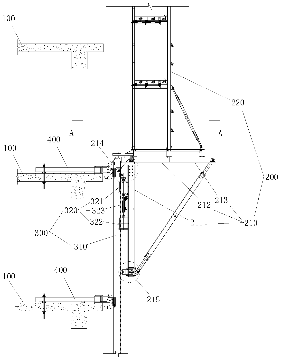 Hydraulic climbing formwork climbing attitude adjustment device, hydraulic climbing formwork and attitude adjustment method