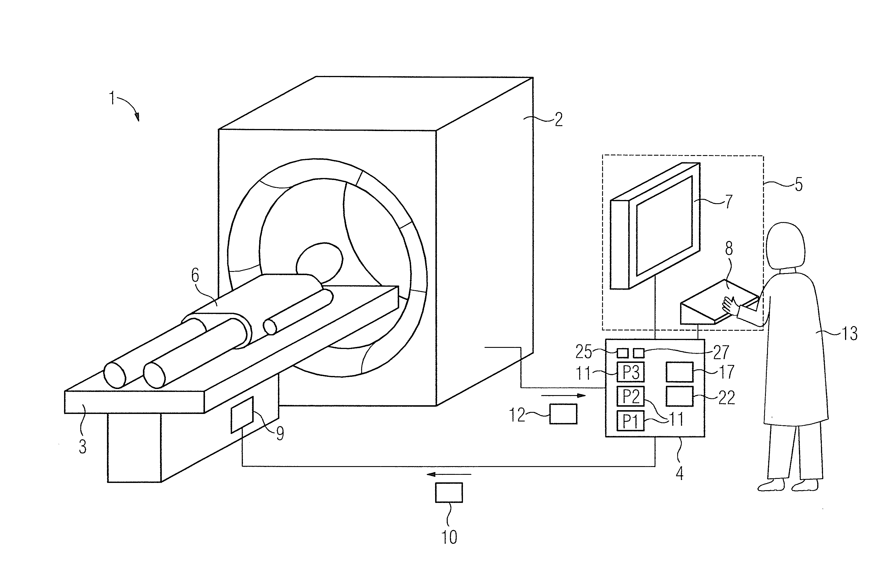 Method and apparatus for adjustment of a table position in a medical data acquisition scanner