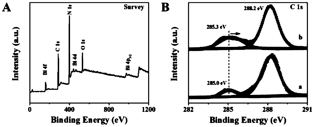 Preparation method of bismuth-doped polymerized carbon nitride nano composite material containing carbon defects