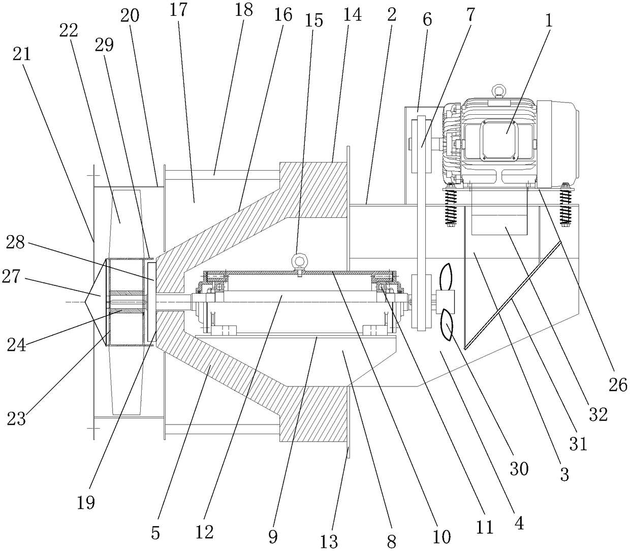 Stable type aging furnace high-temperature-resistant axial flow fan