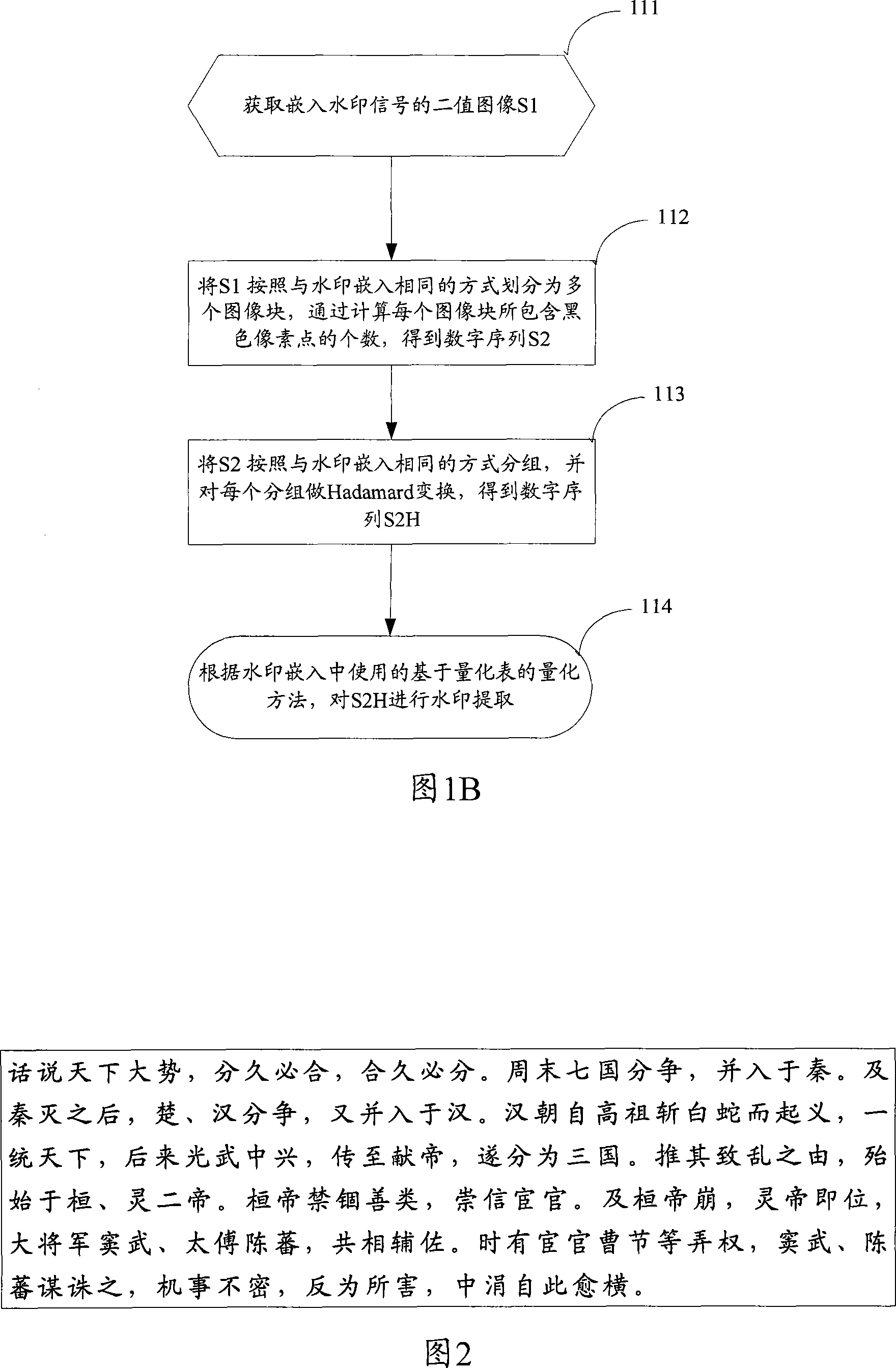 Binary image digit water mark embedding, extraction method and device