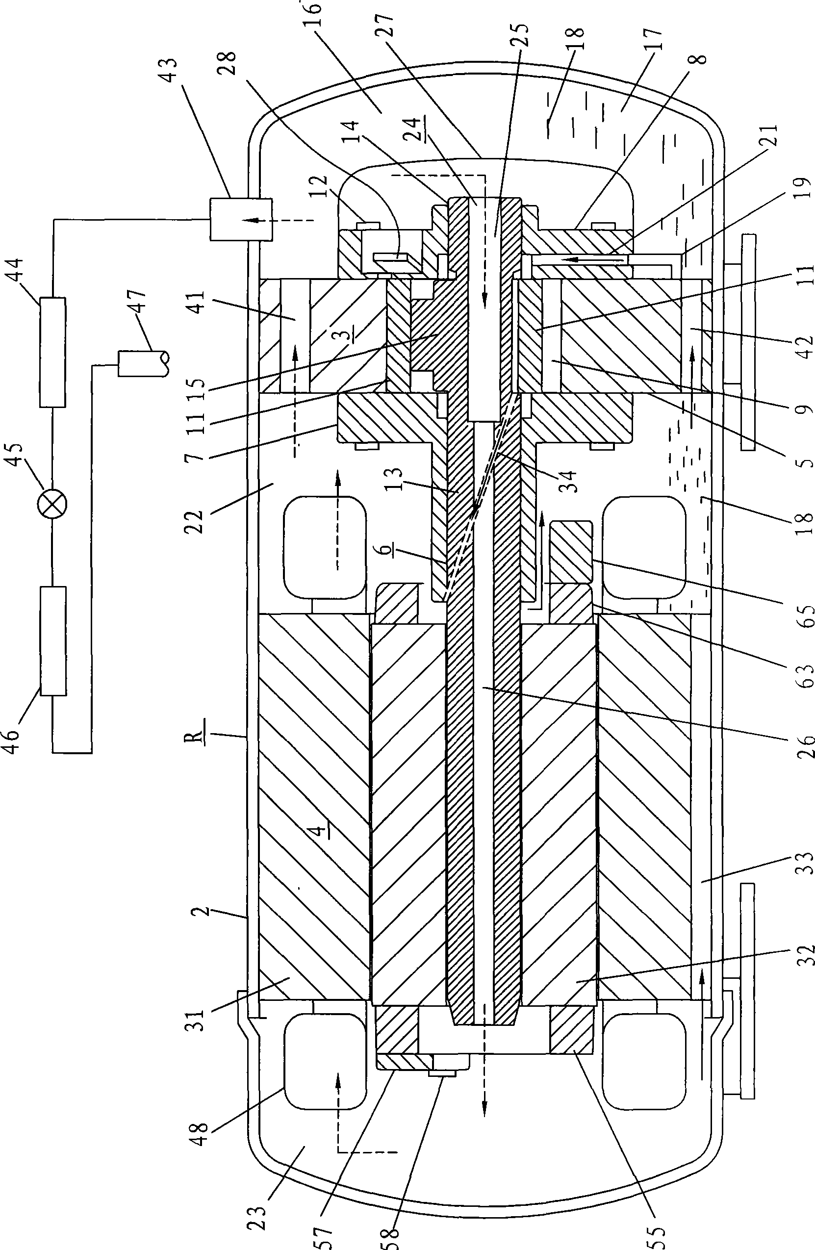 Horizontal rotary compressor