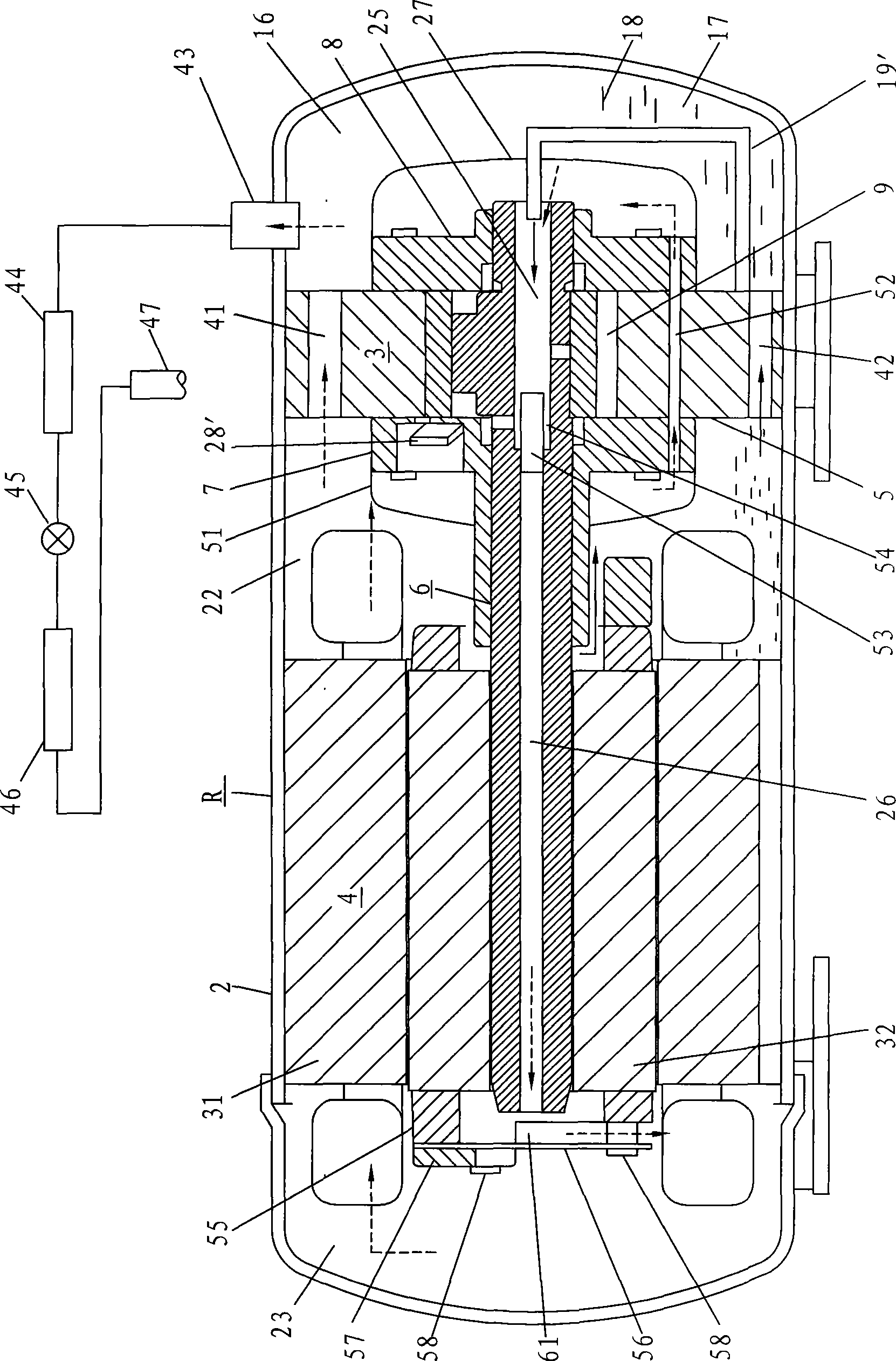 Horizontal rotary compressor