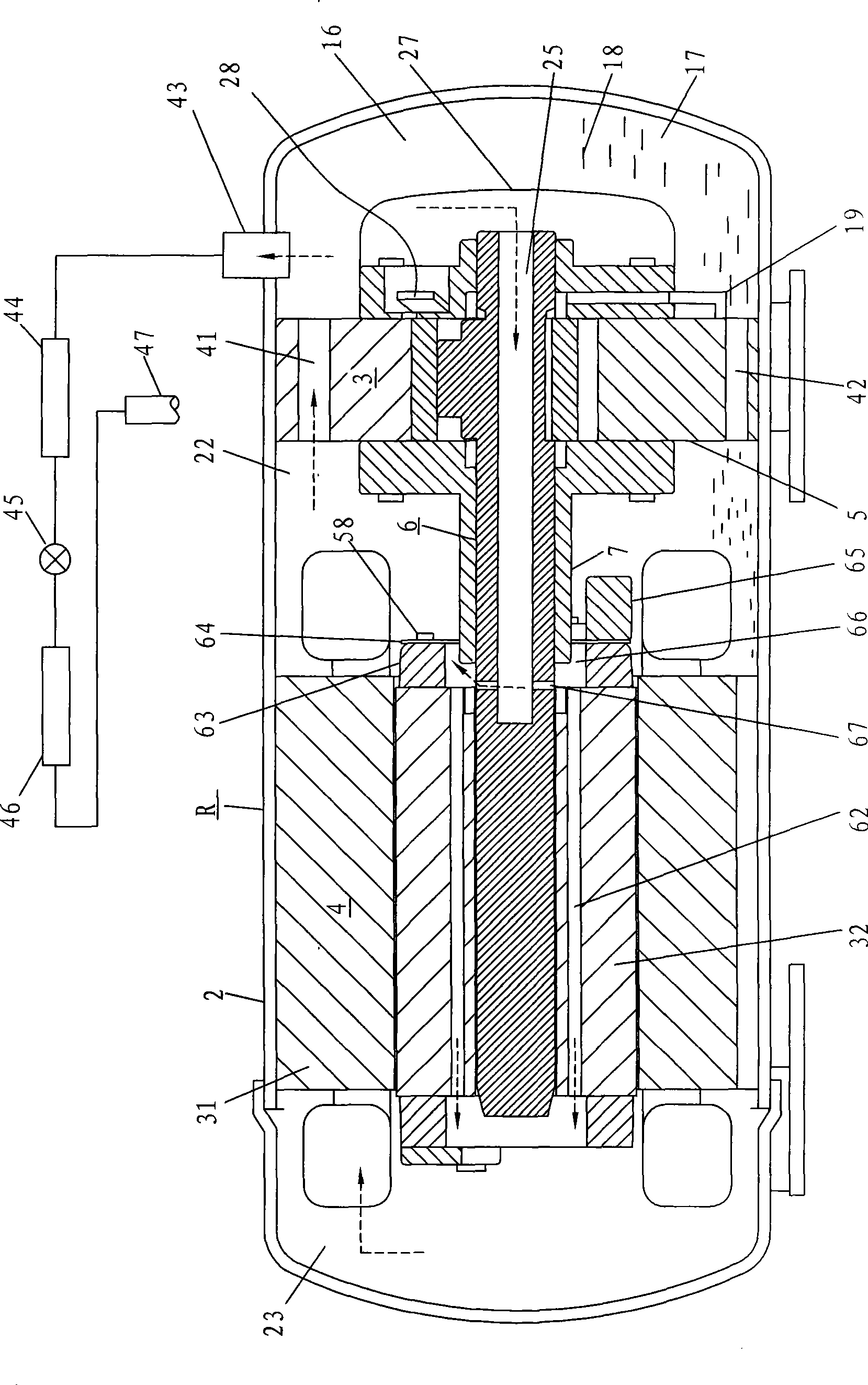 Horizontal rotary compressor