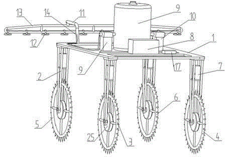 Intelligent remote-controlled four-wheel-drive plant protection machinery and control method thereof