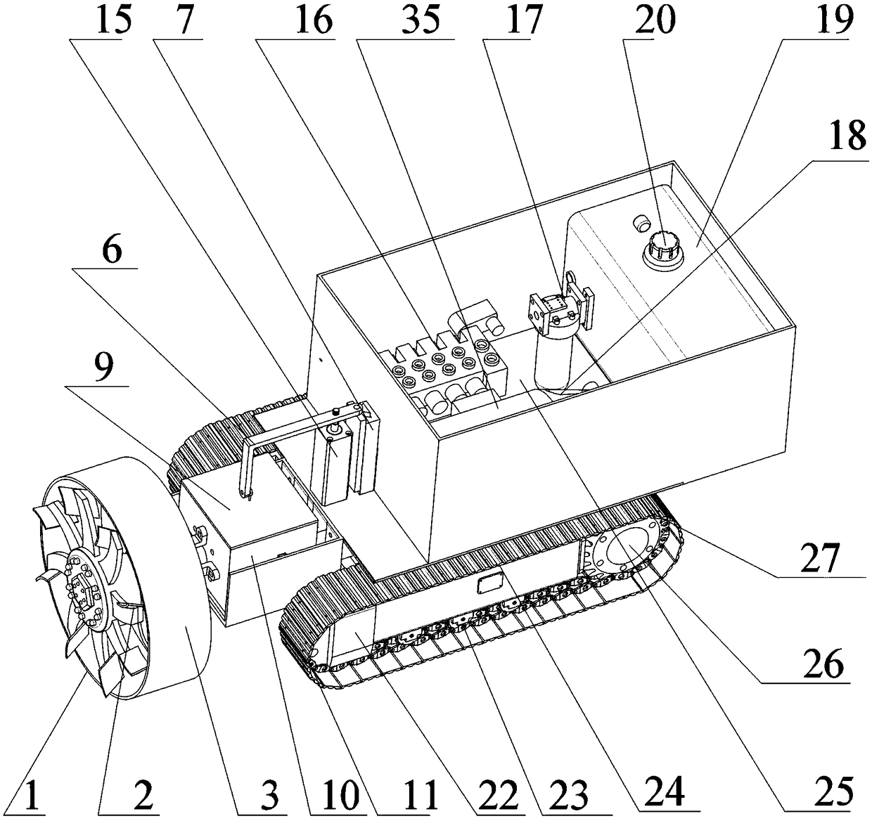 Displacement-crawler-type pipe dredging robot