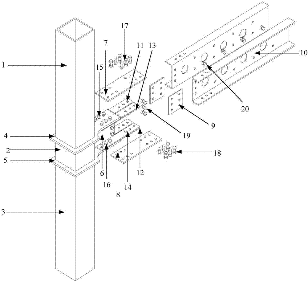 Assembly channel steel punching beam column joint connecting device capable of achieving function recovery