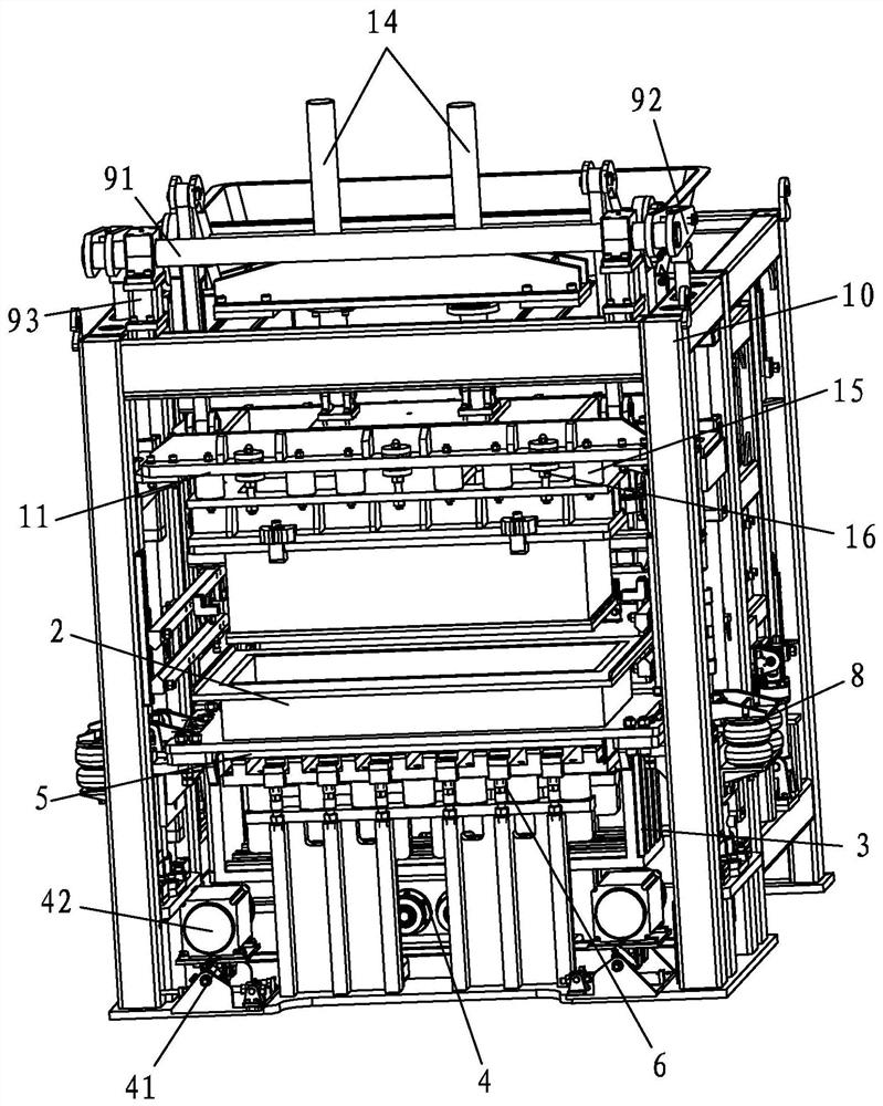 A concrete brick forming machine with good synchronization and low noise