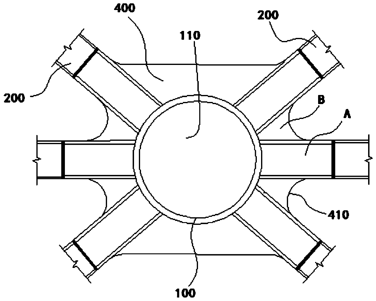 Middle corridor roof connecting structure