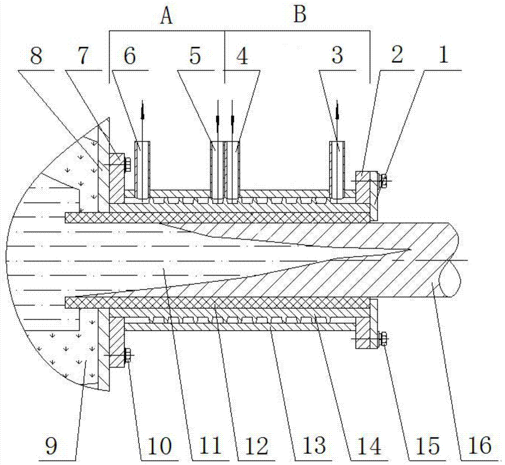 Cast iron horizontal continuous casting double-water jacket type crystallizer