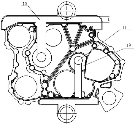 Low-pressure casting mold for aluminum gear chamber