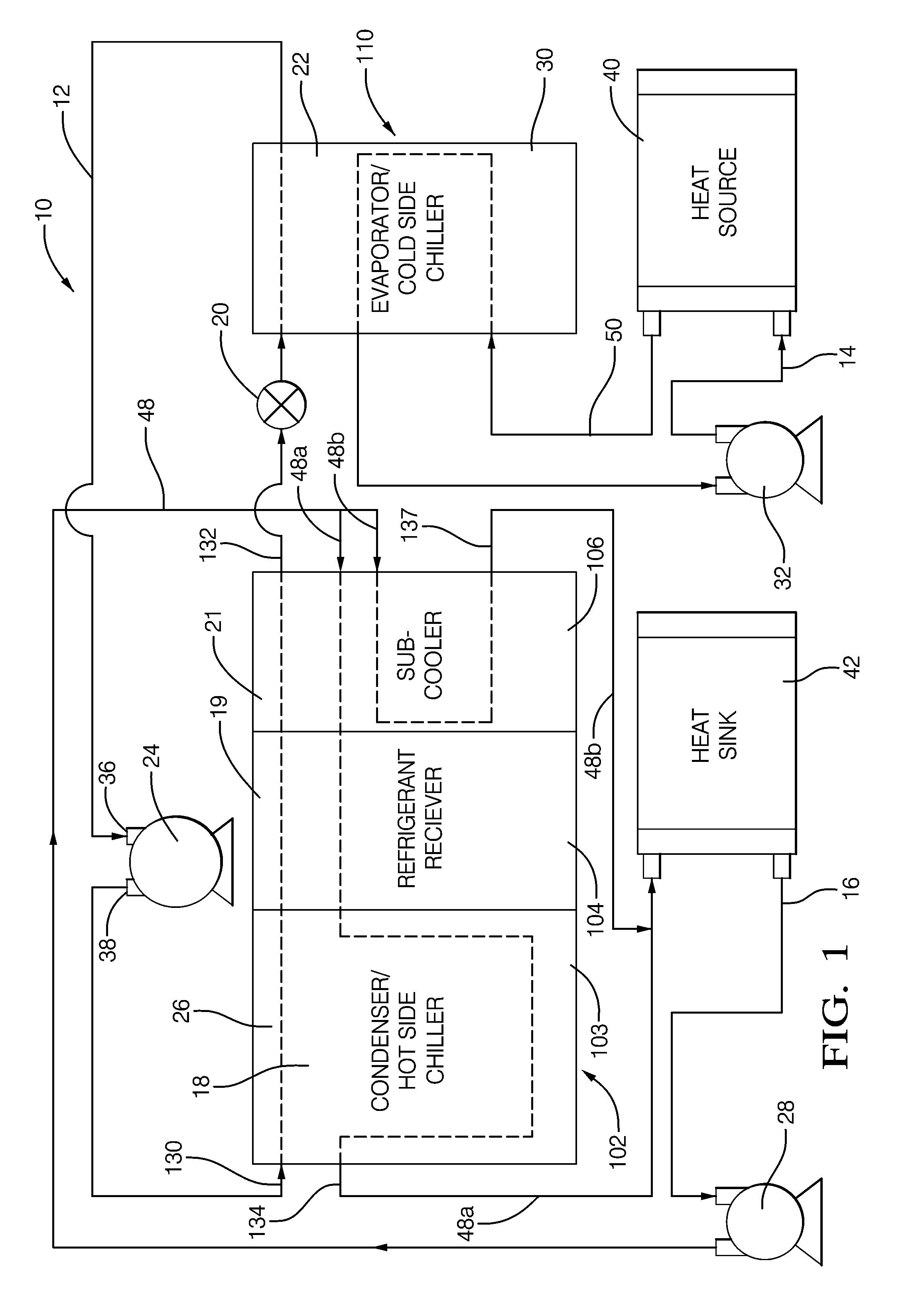 Unitary heat pump air conditioner having a heat exchanger with an integral receiver and sub-cooler