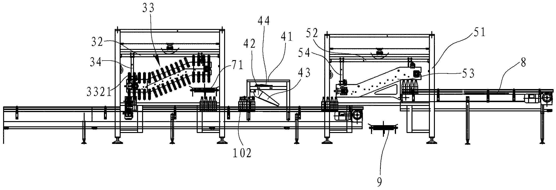 Automatic paper box and bottle unloading machine