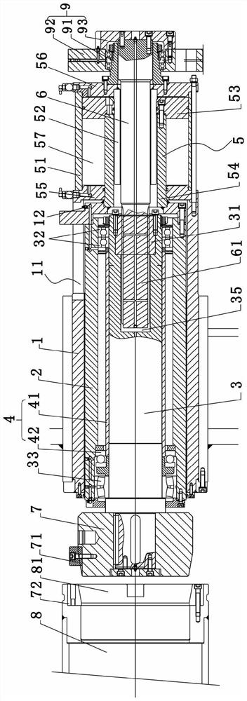 Tightening head device of two-way stretching film winding machine