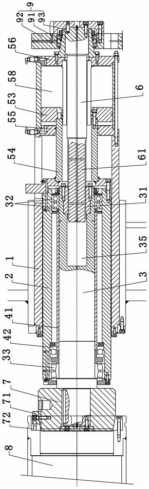 Tightening head device of two-way stretching film winding machine