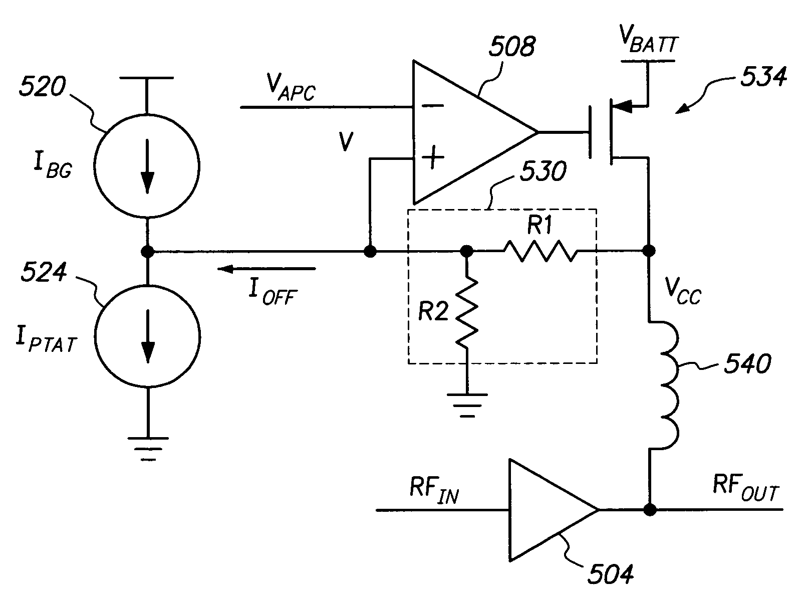 Temperature compensation of collector-voltage control RF amplifiers