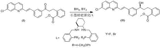 Method for synthesizing montrlukast sodium chiral alcohol intermediate by means of catalysis of graphene palladium copper