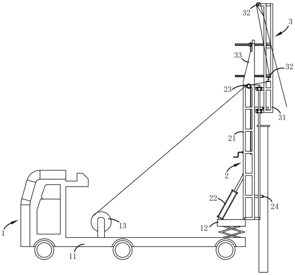 A multi-section cement pole automatic assembly and installation device