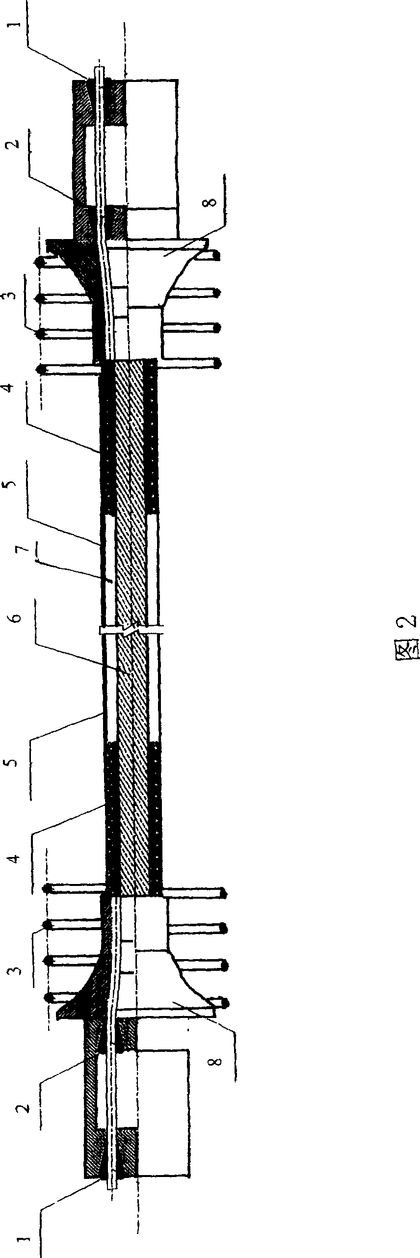 Prestressing system device of concrete structure and uses of the device