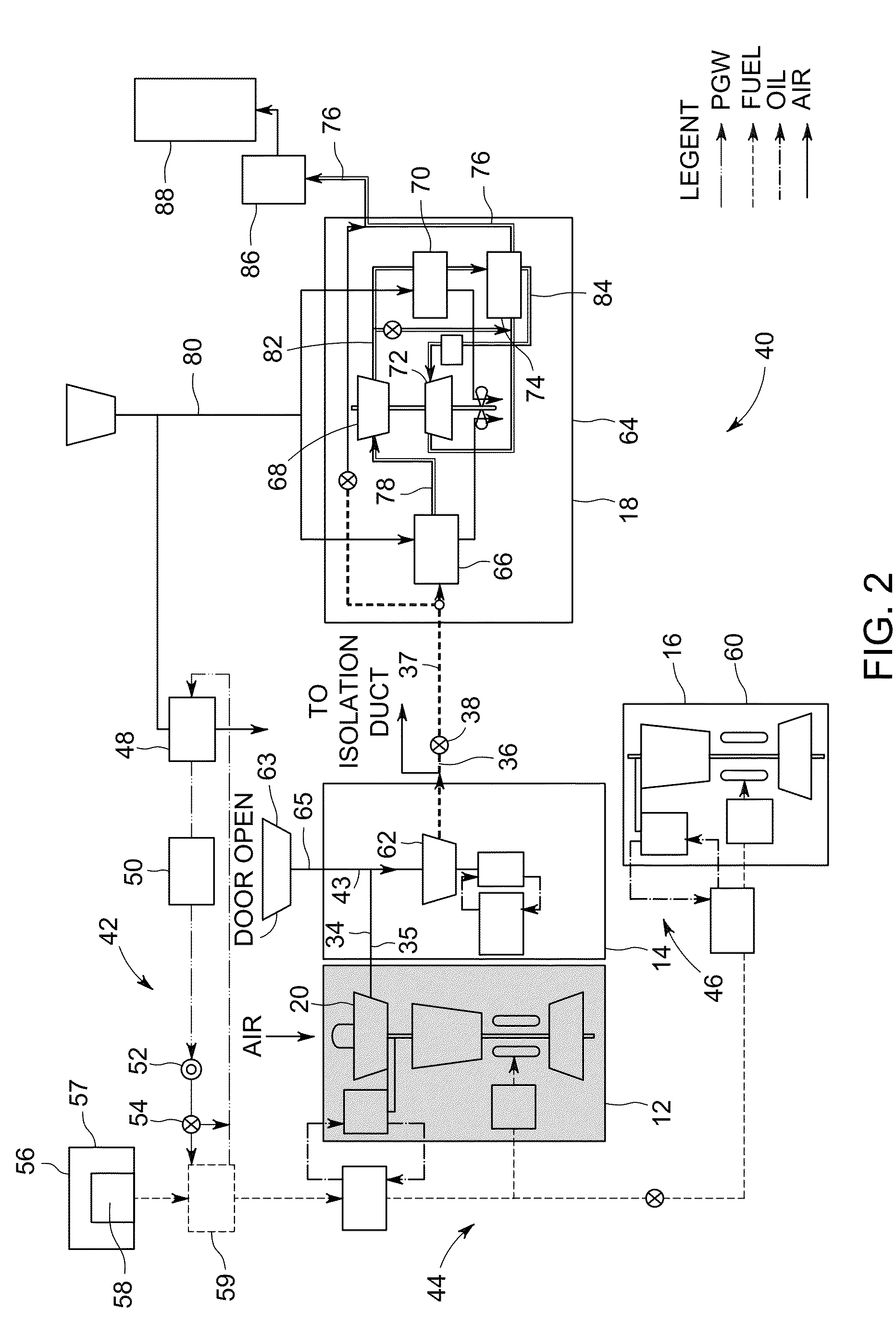 Aircraft energy management system including engine fan discharge air boosted environmental control system