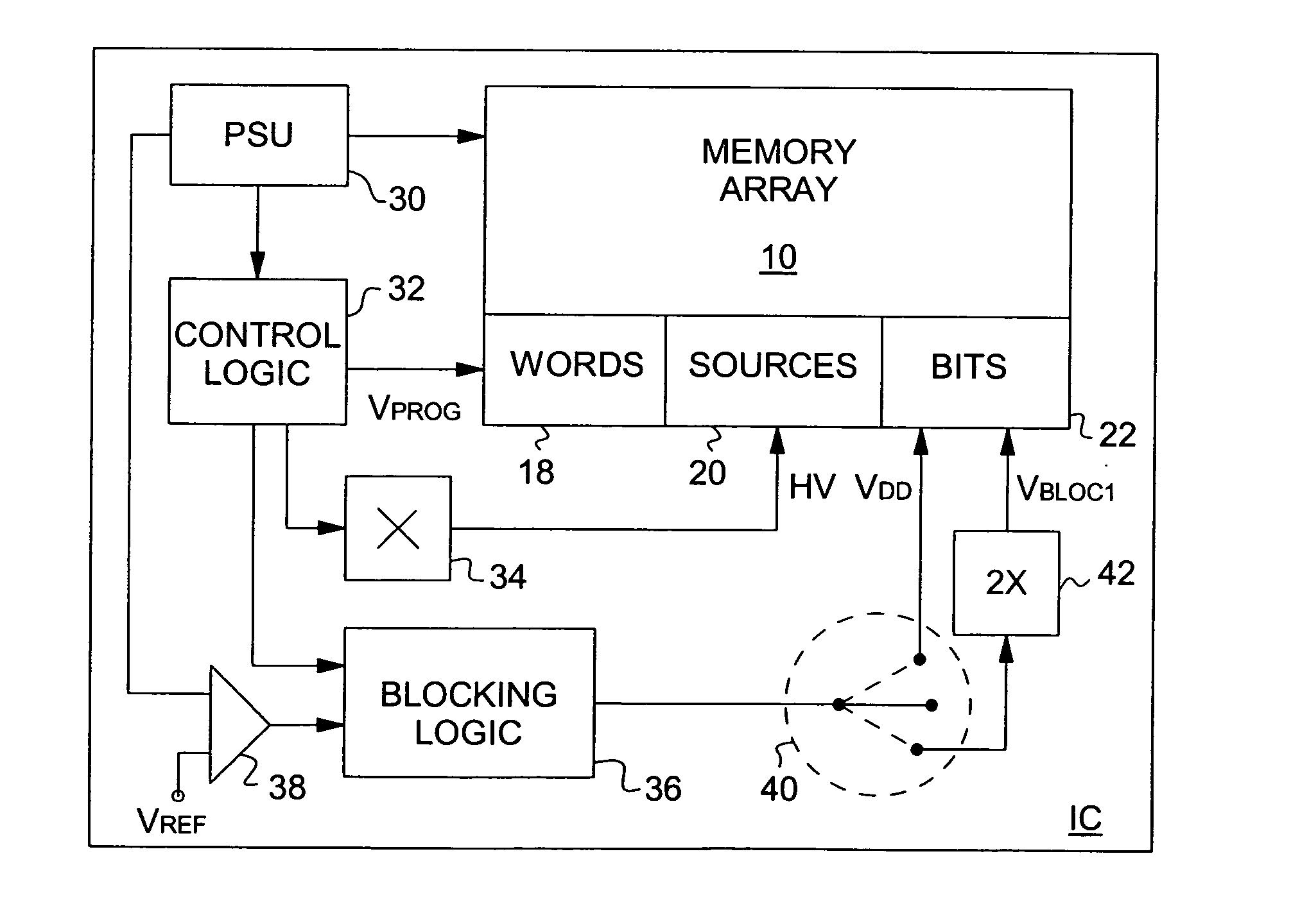 Array of non volatile split-gate memory cells for avoiding parasitic programming and programming method thereof