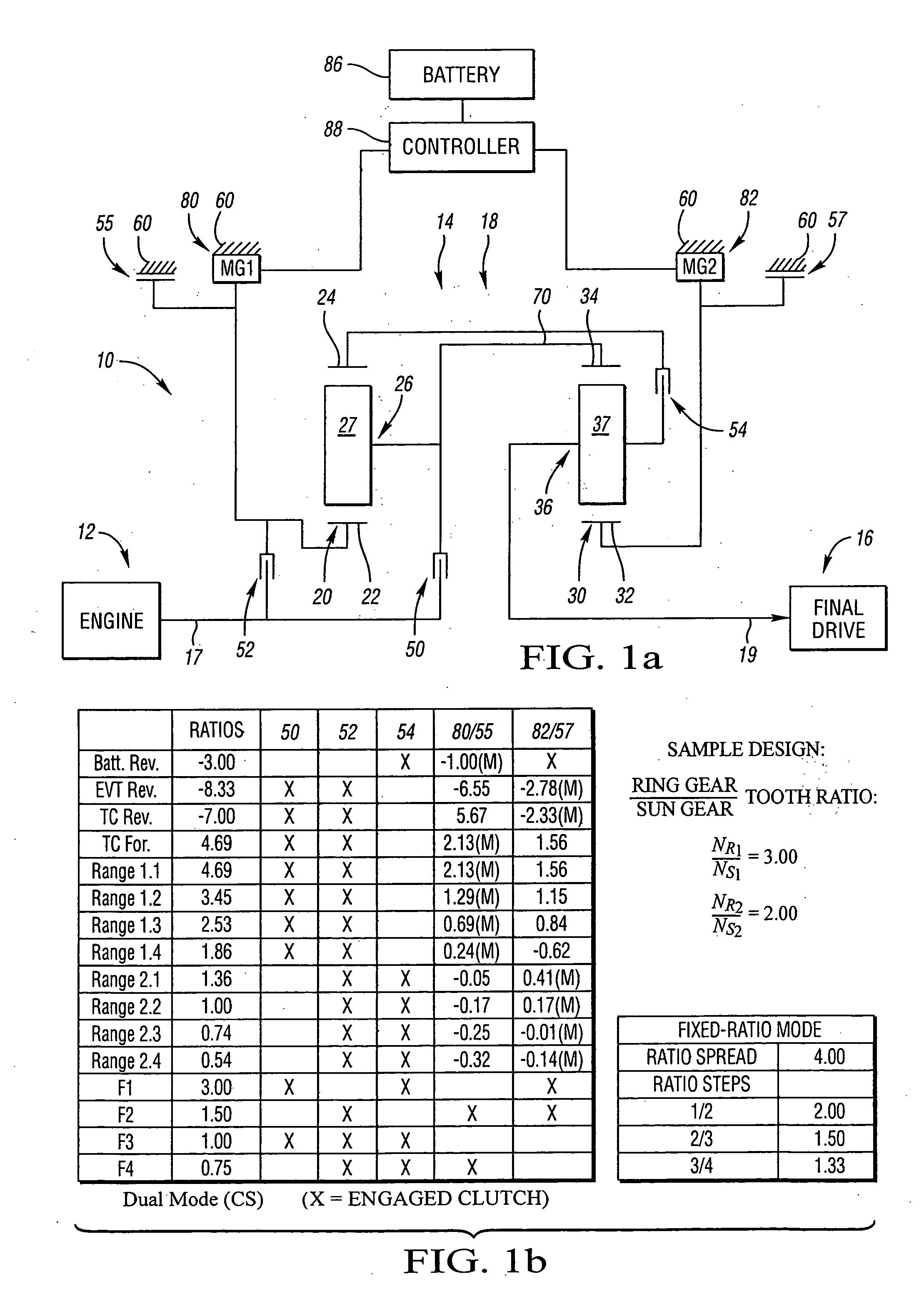 Electrically variable transmission having two planetary gear sets with one interconnecting member and clutched input